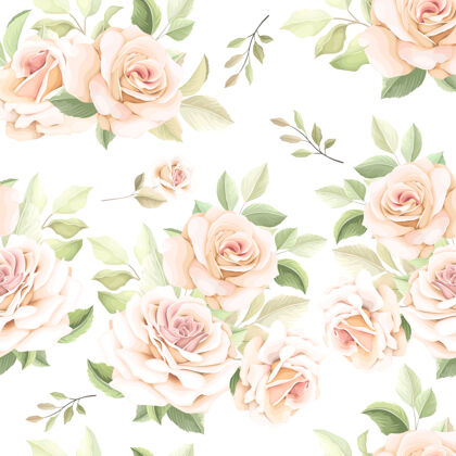 墙纸手绘花朵无缝图案无缝模式花卉水彩