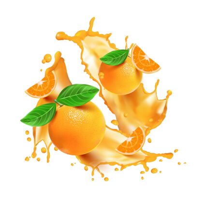 抽象现实的橙色飞溅和水果食物流流体