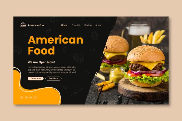 网页模板美国食品登陆页面模板烹饪美食美味