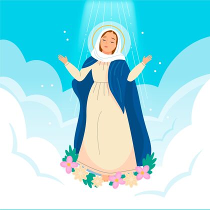 宗教假设玛丽插画神圣手绘教