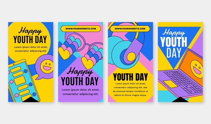 平面设计国际青年节故事集意识青年节社交媒体故事