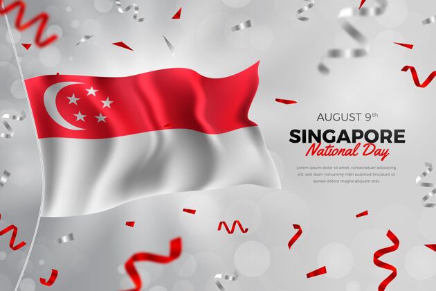 事件逼真的新加坡国庆插画爱国现实节日