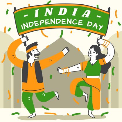 平面设计印度独立日插画8月15日印度印度