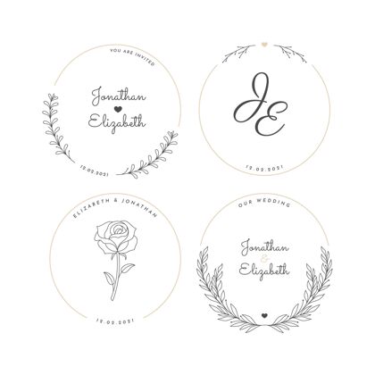 婚礼标志线性平面婚礼标志系列收集标志收集平面设计