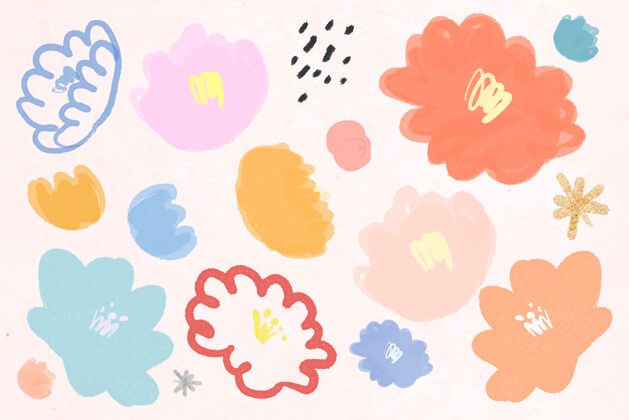 花卉背景花卉图案背景手绘开花花卉图案混合