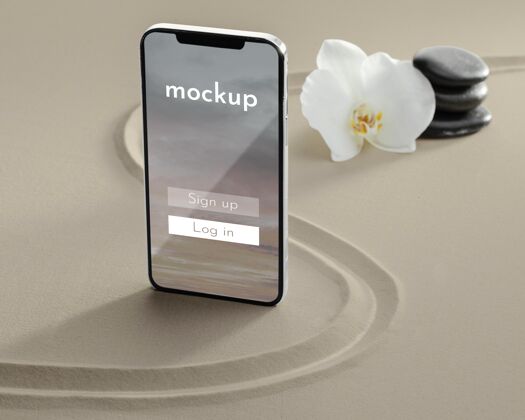 屏幕智能手机显示模型在沙滩上模型设备技术