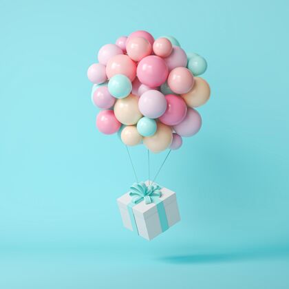 气球三维气球和礼品盒庆祝三维礼物