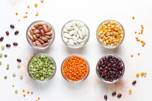 自然豆类和豆类品种健康的纯素蛋白质食物品种绿豆豌豆