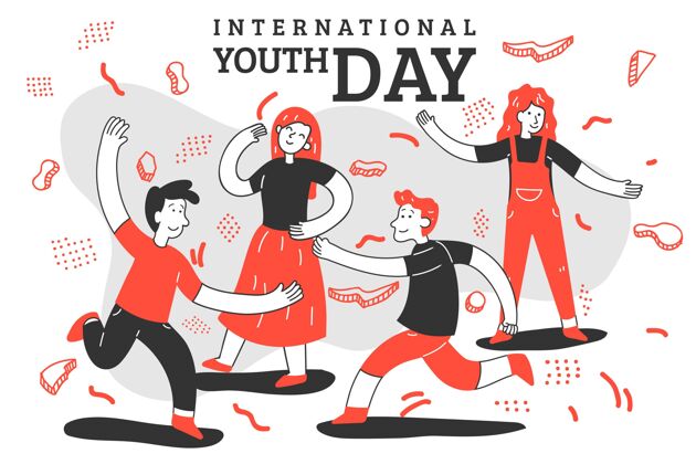 国际青年节手绘国际青年节插画纪念国际事件