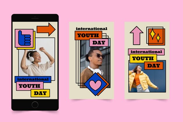 全球手绘国际青年节故事集附照片青年节社交媒体意识