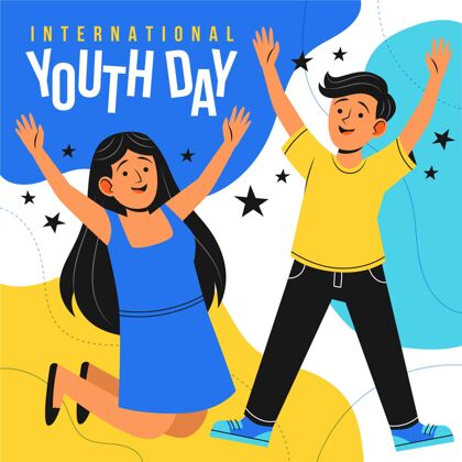 纪念国际青年节插画庆典手绘活动