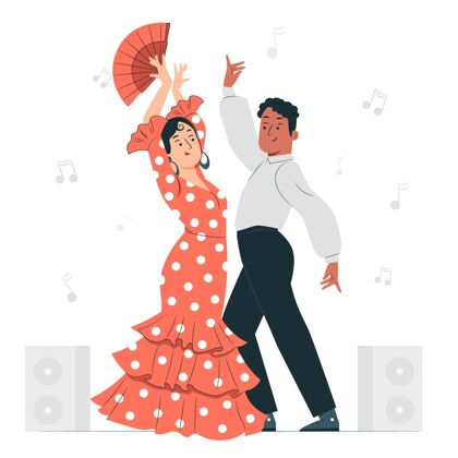 拉丁语弗拉门戈舞蹈概念插图舞蹈激情情侣
