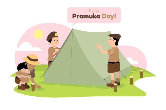 8月14日Pramuka日插图纪念印尼印尼