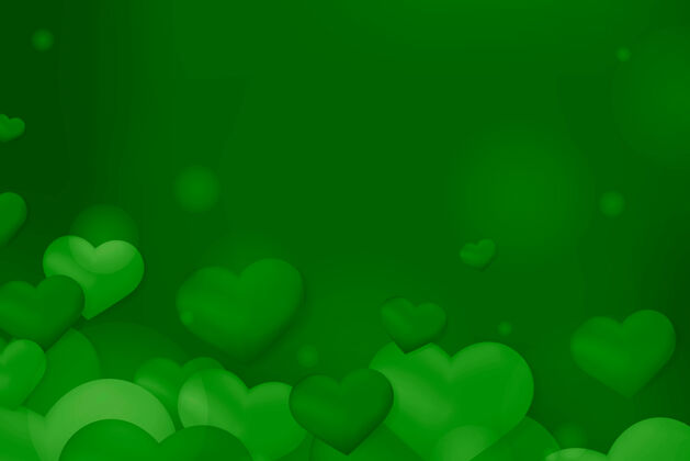 心形绿心泡泡波基图案背景浪漫心形图案闪光