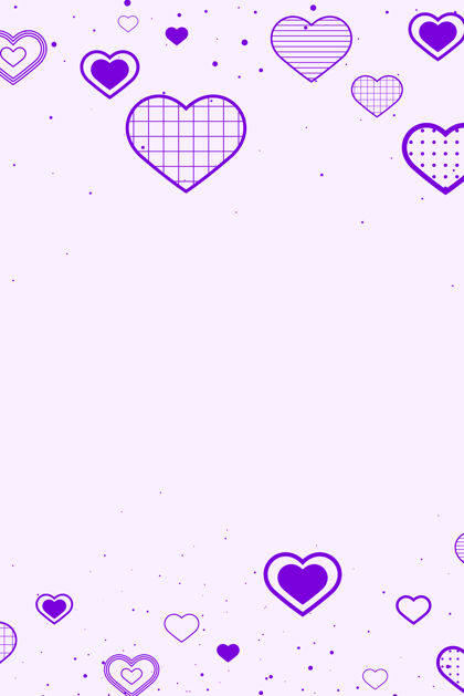 浪漫用心形装饰的紫色边框心脏边界心脏爱情