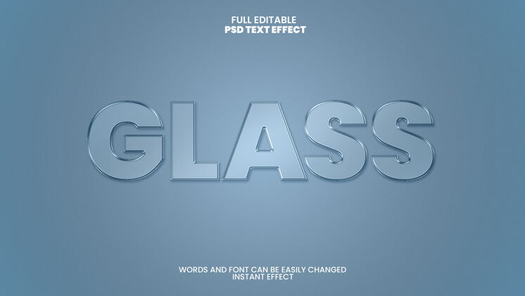 极简玻璃文字效果玻璃字体排版