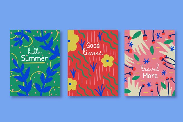 卡片集合手绘夏季卡片系列卡片模板手绘夏季