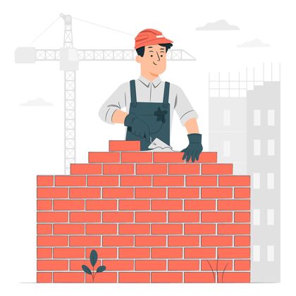 砖墙砖匠概念图工人建筑创造