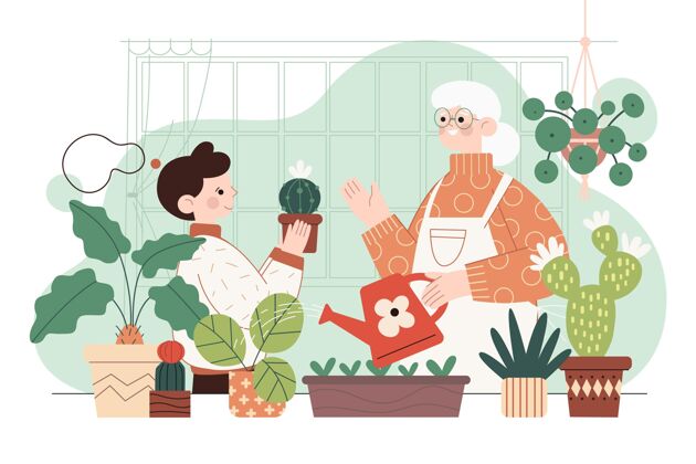 保重人们照顾植物的插图市民人蔬菜