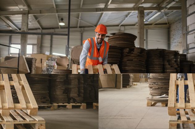 安全设备用重型木质材料工作的人室内工作工作场所