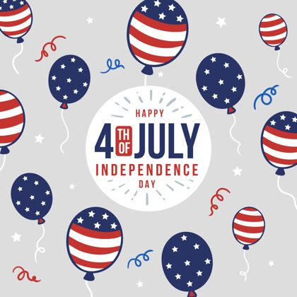 美国手绘七月四日独立日气球背景庆典独立日背景墙纸