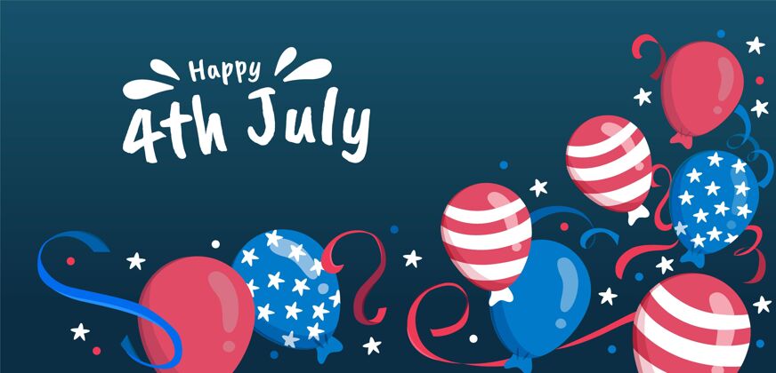 美国手绘七月四日独立日气球背景美国气球7月4日背景