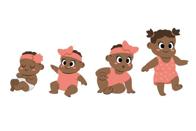 可爱一个女婴插图的平面阶段女孩人类可爱