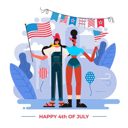 美国七月四日-独立日插画美国爱国纪念
