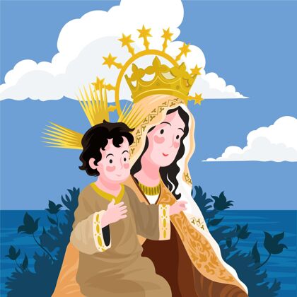 圣母玛利亚详细的处女座德尔卡门插图玛丽教宗教