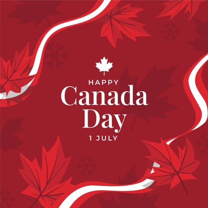 爱国手绘加拿大日插图枫叶活动贺卡