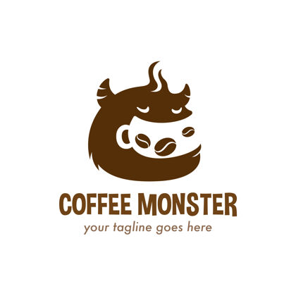 怪物咖啡怪兽标志公司咖啡馆标志游戏