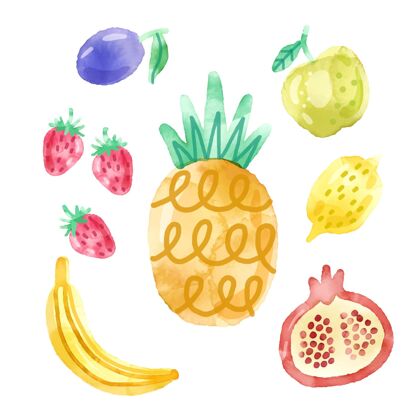 水果手绘水彩水果包有机套装健康