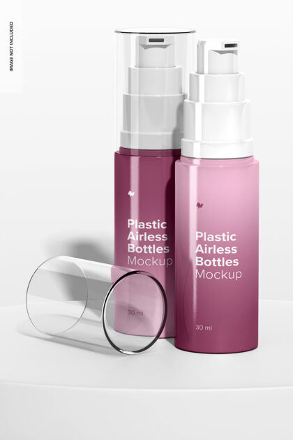 包装塑料无气瓶模型 打开和关闭塑料实体模型护肤品