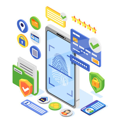 保护个人数据保护gdpr等角图指纹身份安全