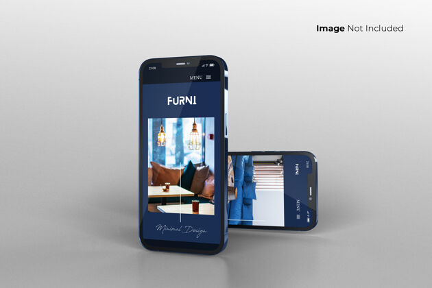 极简全屏幕蓝色智能手机模型设计信息清洁模拟手机