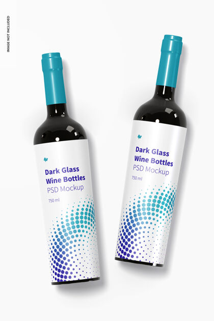 玻璃瓶黑玻璃酒瓶模型 顶视图瓶子葡萄酒葡萄酒瓶