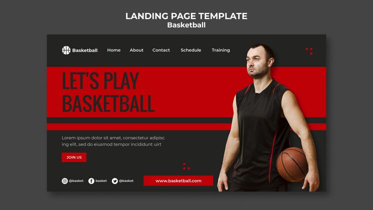 活动与男性球员篮球比赛的登录页模板锦标赛体育篮球运动员
