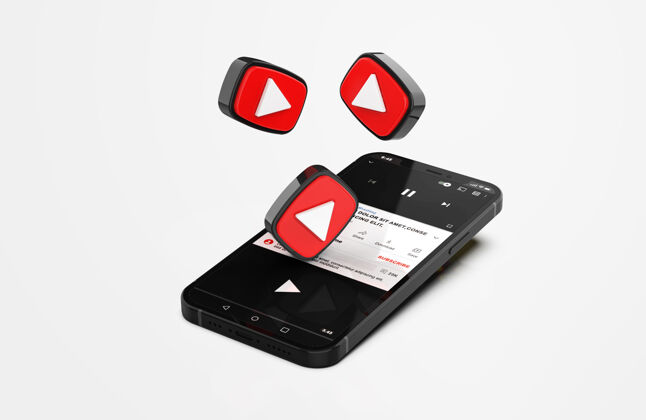 播放手机上的Youtube模拟了3d图标设备在线应用程序
