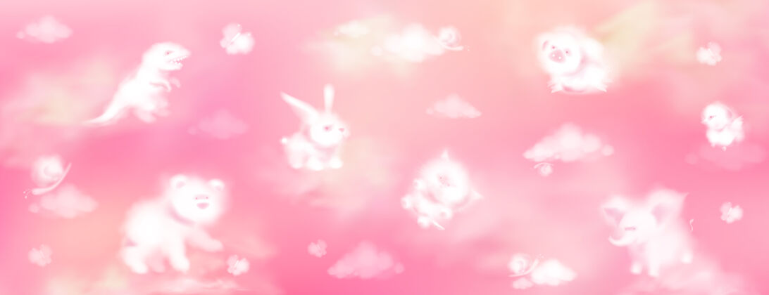 蝴蝶粉红色的云动物气象柔软猫