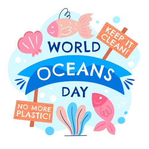 全球手绘世界海洋日插图庆典国际活动