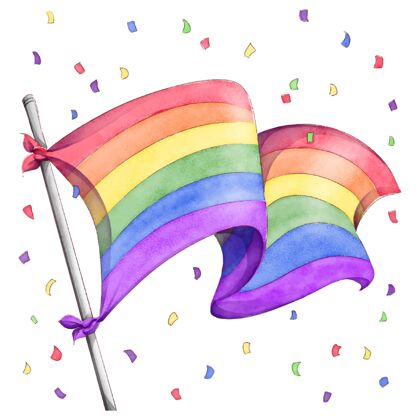 同性恋手绘水彩骄傲日旗插图彩虹6月27日骄傲月