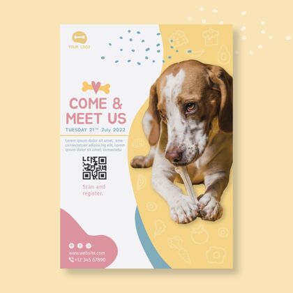 兽医护理动物食品海报设计模板垂直海报模板动物