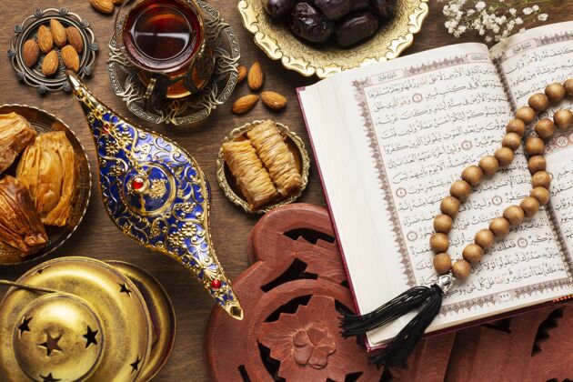 文化带祈福珠的伊斯兰新年食品传统希吉里新年阿拉伯新年
