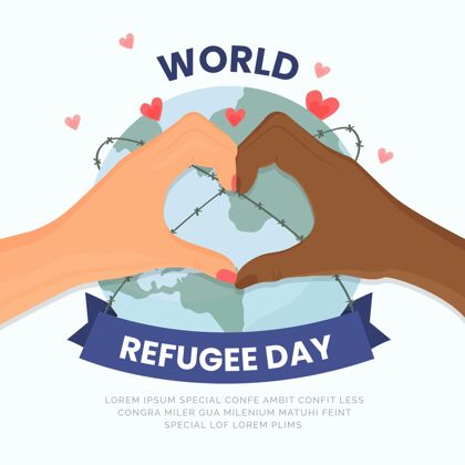 全球平面世界难民日插画迫害国际难民
