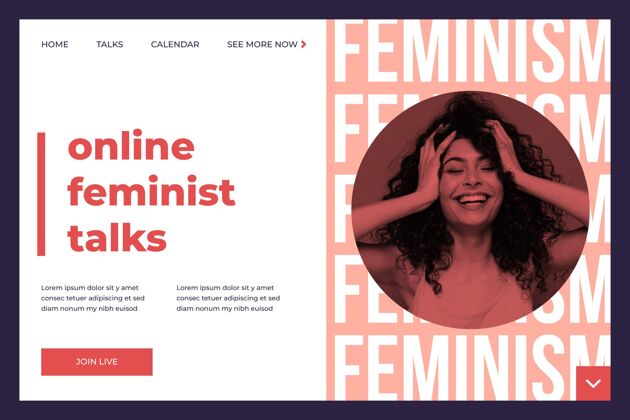 权利女权主义登陆页模板与照片平等性别歧视运动