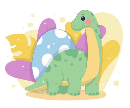 古生物学手绘可爱的恐龙宝宝插图恐龙野生动物生物