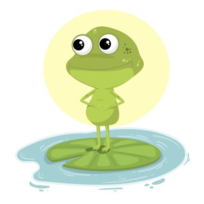 小平面设计可爱青蛙插画绿色动物自然