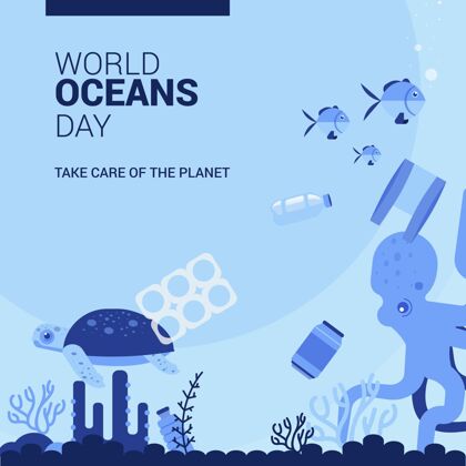 生态平面世界海洋日插图全球地球海洋日