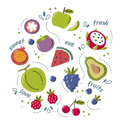 包装手绘水果系列分类手绘水果营养