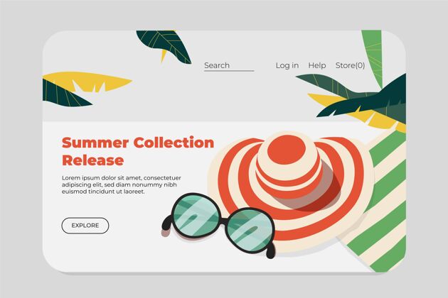 网站手绘夏季登陆页模板潜在客户捕获页季节登陆页模板